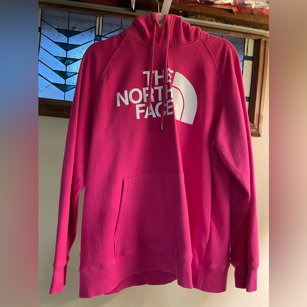 Hot pink north face hoodie large